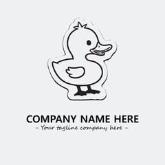 Duck illustration black and white for logo company vector image