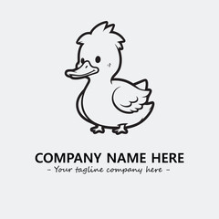 Duck illustration black and white for logo company vector image