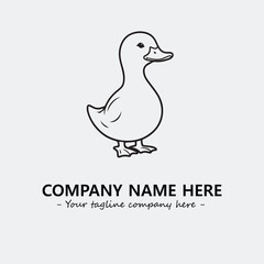 Duck illustration black and white for logo company vector image