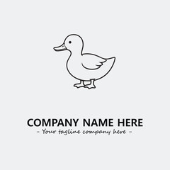 Duck illustration black and white for logo company vector image