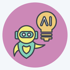 Icon AI Idea. related to Artificial Intelligence symbol. color mate style