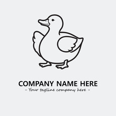 Duck illustration black and white for logo company vector image