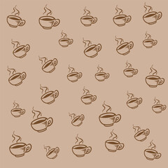Horizontal seamless background with coffee beans. Vector.
