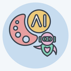 Icon AI Drawing. related to Artificial Intelligence symbol. color mate style