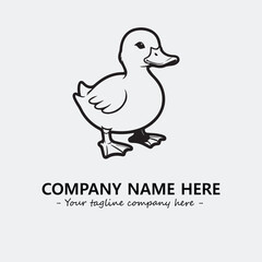 Duck illustration black and white for logo company vector image