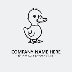 Duck illustration black and white for logo company vector image