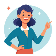 Happy stylist young woman pointing at copy space
