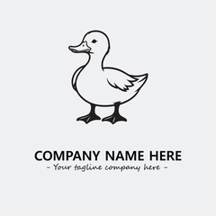 Duck illustration black and white for logo company vector image