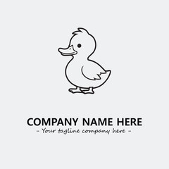 Duck illustration black and white for logo company vector image