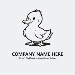Duck illustration black and white for logo company vector image