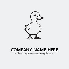Duck illustration black and white for logo company vector image