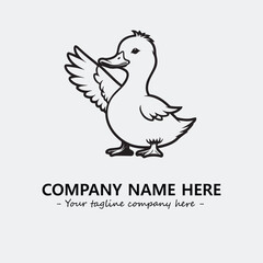 Duck illustration black and white for logo company vector image