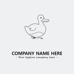 Duck illustration black and white for logo company vector image