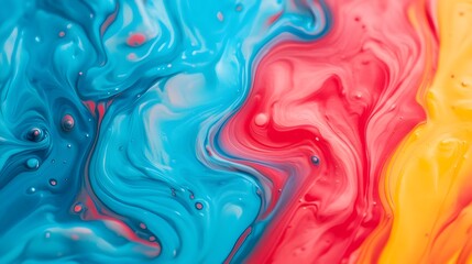 Vibrant Fluid Gradient in Neon Red, Blue, and Yellow Forming a Modern Abstract Digital Design