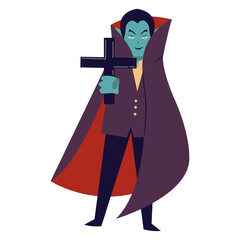 Halloween Vampire Illustration. Flat Vector Character.