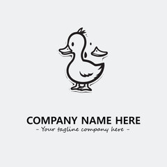 Duck illustration black and white for logo company vector image