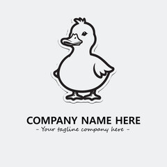 Duck illustration black and white for logo company vector image