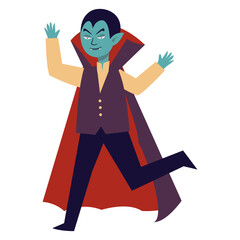 Fototapeta premium Halloween Vampire Illustration. Flat Vector Character.
