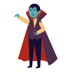 Halloween Vampire Illustration. Flat Vector Character.