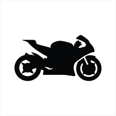 Sport Motorcycle Silhouette Vector – Modern Racing Bike Icon Illustration