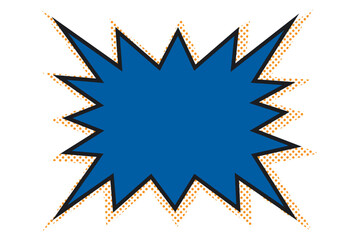 ギザギザ爆弾の四角吹き出しフレーム/ドット・ブルー