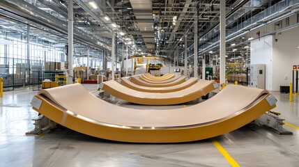 Conveyor belt transporting freshly pressed paper sheets seamlessly through a modern and highly efficient industrial manufacturing facility