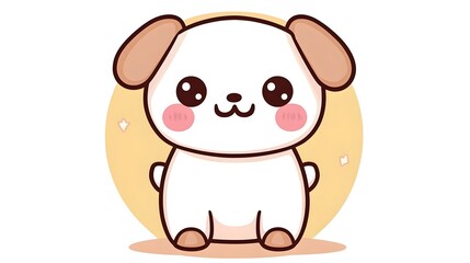 Adorable Kawaii Dog with Soft Pastel Paws and Cute Face