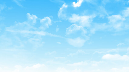 Obraz premium Clouds in blue sky photo. Blue sky with white clouds. Vector art
