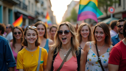 Vibrant Pride Month Celebrations: Authentic Street Events, Diverse Cultures, and Communal Gatherings Captured with Exceptional Clarity - Stock Photography
