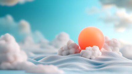 Surreal vaporwave sunset over cloudy landscape digital art ethereal environment dreamlike viewpoint aesthetic concept