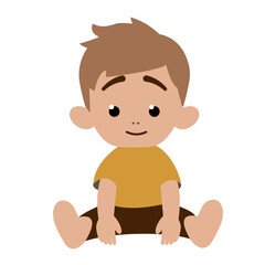 Cute little boy sitting on ground