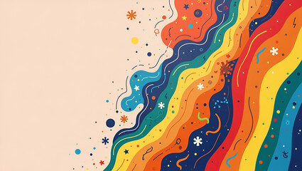 Explore vibrant Pride Month artwork designs featuring innovative compositions and bold graphics that inspire, available in high-resolution visuals with ample left-side space.