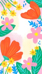 Colorful Pastel Flower Frame Background