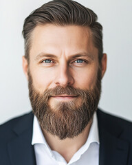 Close-up of a business man smiling, a handsome business man