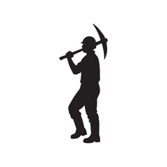 Naklejka premium Worker with a Pickaxe Vector Man