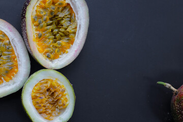 Ripe purple passion fruits, Tropical fruits