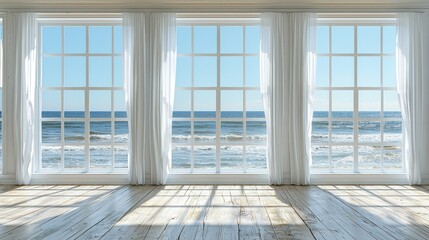 Obraz premium Ocean View Room with Wide Windows