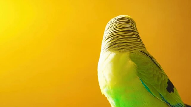 Bright yellow parrot movement against vibrant background