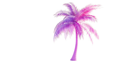 Naklejka premium Vibrant tropical palm tree with pink and purple hues isolated on a transparent background