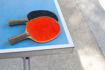 Table tennis equipment racket and ball. Sport for health concept