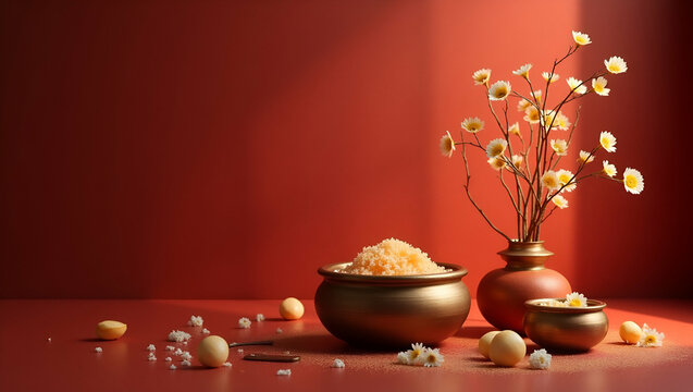 Refined Vesak Offering Ceremony: Capturing Dignified Rituals and Artistic Cultural Tributes in Sacred Buddhist Observance - Photo Stock Concept with Space for Customization
