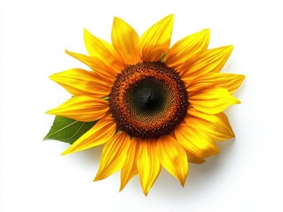 Fototapeta premium A close-up look of a sunflower isolated with white background