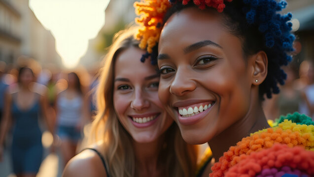 Exquisite imagery capturing inspiring narratives of love and acceptance during pride month as individuals express unique identities and foster unity in  Photo Stock  Concept  and empty space on the le
