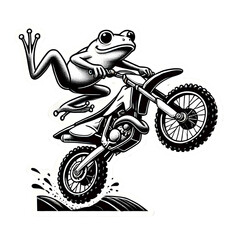 Frosch auf Dirtbike – Springende Action auf zwei Rädern