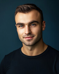 Obraz premium Close-up of a business man smiling, a handsome business man