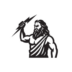 vector illustration of zeus with lightning bolts