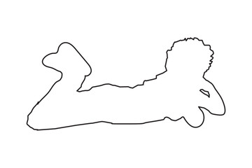 a boy lying down, silhouette vector