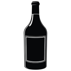 Wine Bottle Silhouette Vector Illustration