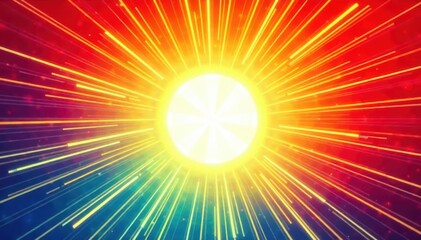 Obraz premium Empty comic book panel with radiant sunburst backdrop , old school, powerful