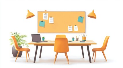 Isolated meeting board with a paper set on a white background.